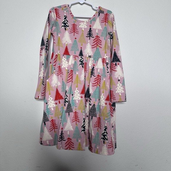 Hanna Andersson Other - Hanna Andersson Pink Twinkly Trees Winter Pocket Skater Dress, Size 6/7